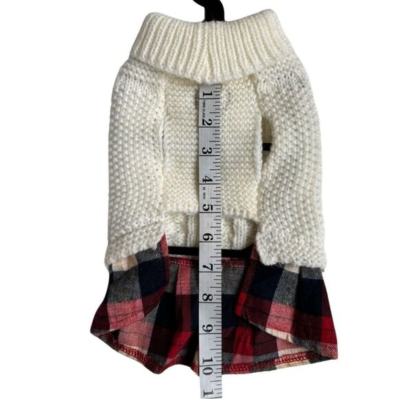 Rachel Zoe Sweater Plaid Skirted Winter Dog Outfit Red/Back Size XS - Picture 14 of 14